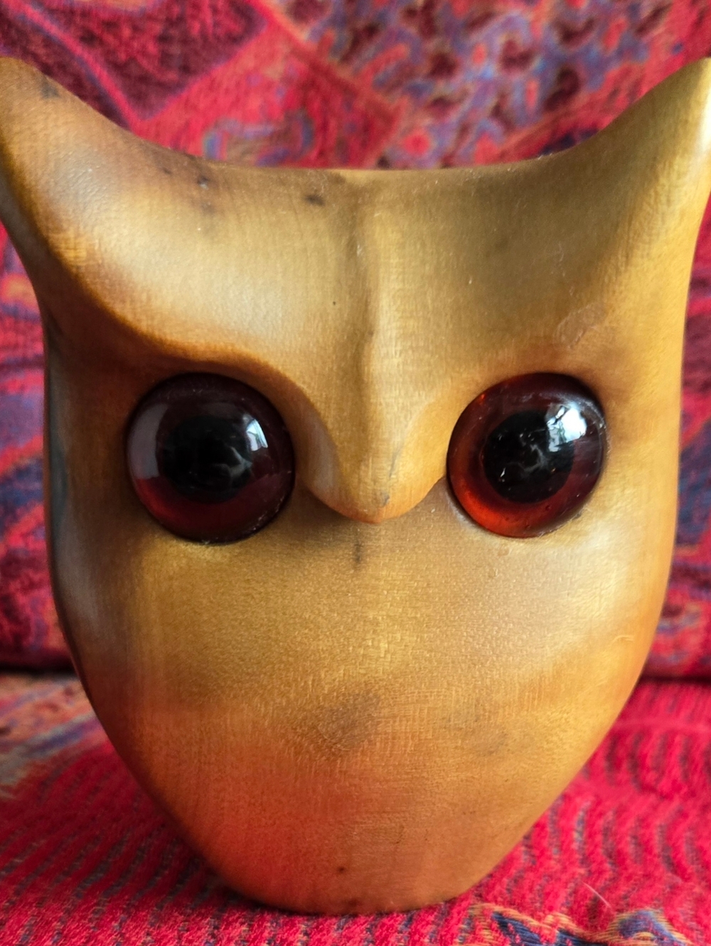 Vintage Myrtle Wood Carved Owl